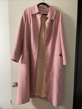 Vintage Betty Rose Dusty Pink Single-Breasted Trench Coat Size L